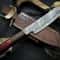 Unique HandForged Damascus Chef Knife With Natural Wood Handle Leather Sheath 3