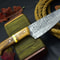 Professional Damascus Steel Knife Wood Handle Handcrafted Leather Sheath 2