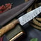Handmade Damascus Steel Kitchen Knife Wooden Handle With Leather Sheath 2