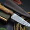 Handmade Damascus Steel Kitchen Knife Wooden Handle With Leather Sheath 0