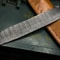 Premium Damascus Kitchen Knife With Polished Wood Handle Cowhide Sheath 3