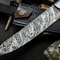 Rustic Damascus Steel Chef Knife With Wood Handle HandStitched Leather Sheath 2