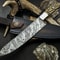 Rustic Damascus Steel Chef Knife With Wood Handle HandStitched Leather Sheath 0