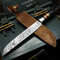 Traditional Handmade Damascus Steel Knife Wood Handle With Cowhide Sheath 0