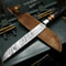 Traditional Handmade Damascus Steel Knife Wood Handle With Cowhide Sheath 0