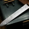 Full Tang Damascus Chef Knife With Wood Handle Cowhide Storage Sheath 3