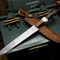 Full Tang Damascus Chef Knife With Wood Handle Cowhide Storage Sheath 0