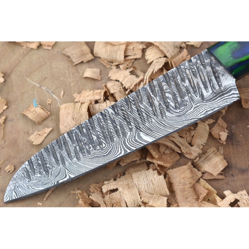 Handmade Damascus Steel Hunting Chef Knife With Wood Handle Leather Sheath 2