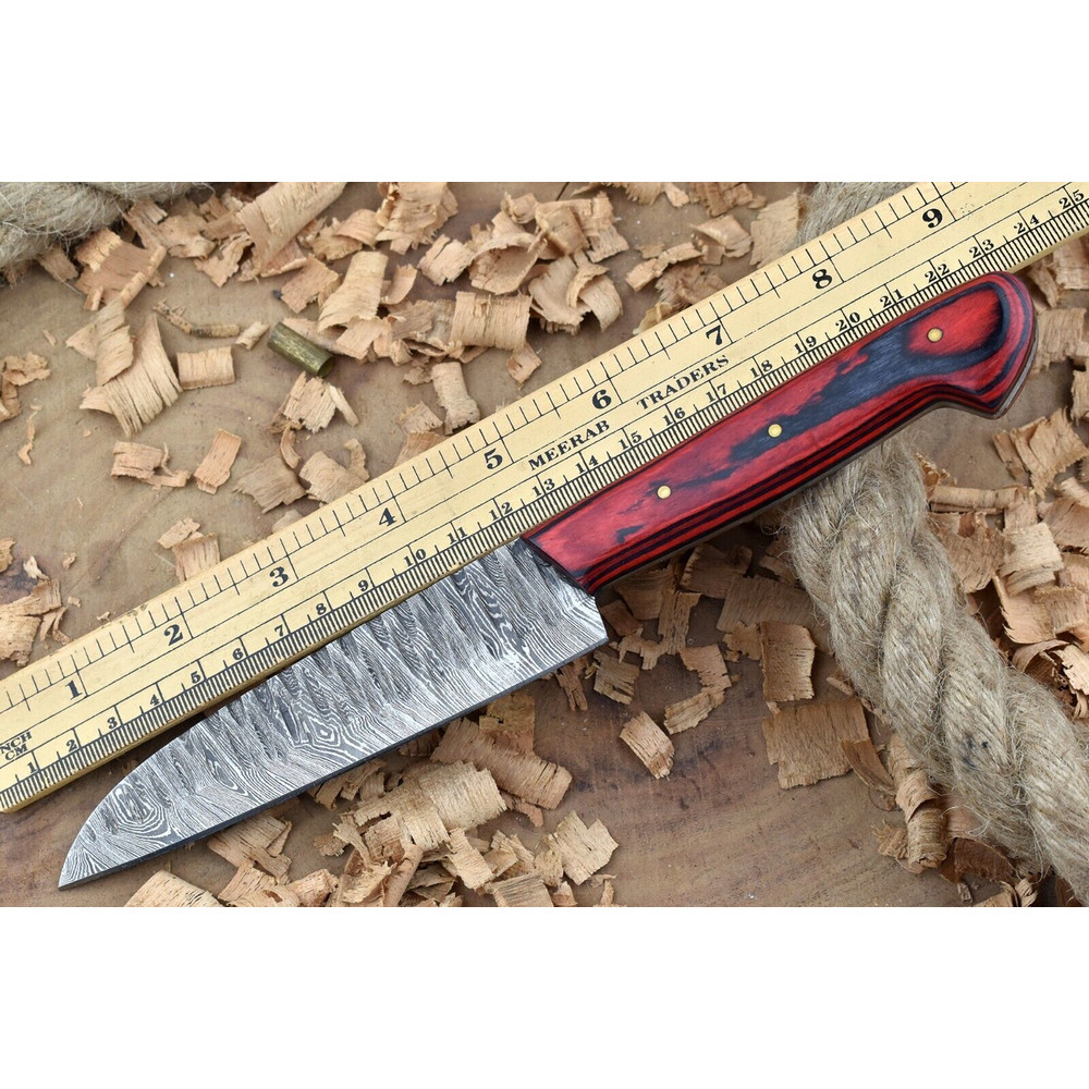 Custom Forged Damascus Steel Kitchen Knife Wooden Handle Full Tang Blade 3