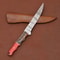 Premium Handmade Damascus Chef Knife With Natural Wood Handle Leather Case 2
