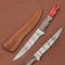Premium Handmade Damascus Chef Knife With Natural Wood Handle Leather Case 0
