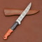 Artisan Damascus Steel Hunting Knife Polished Wood Handle Sheath 3