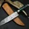 Handmade Damascus Steel Hunting Kitchen Chef Knife With Resin Handle And Leather Sheath 0