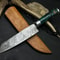Handmade Damascus Steel Hunting Kitchen Chef Knife With Resin Handle And Leather Sheath 0