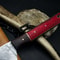 Handmade Damascus Steel Hunting Kitchen Chef Knife With Wood Handle And Leather Sheath 2