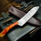 HandForged Damascus Chef Knife Resin Handle With Leather Sheath 3