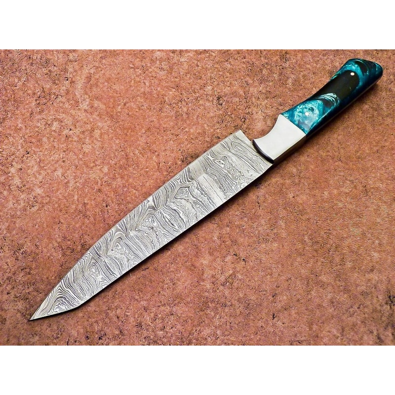 Authentic Damascus Steel Kitchen Knife Handmade Resin Handle 3