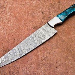 authentic damascus steel kitchen knife – handmade resin handle
