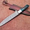 Damascus Steel Outdoor Knife Resin Handle Leather Sheath Included 3