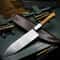 Custom Damascus Steel Knife Wood Handle Full Tang Leather Sheath 0