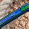 Custom Handmade Forged Damascus Steel Kitchen Chef Knife With Blue Green Dollar Handle 2