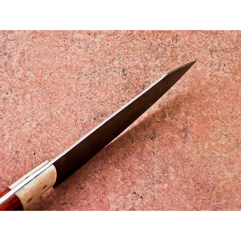 Handmade Damascus Steel Outdoor Knife Wooden Handle Leather Sheath 2