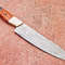 Handmade Damascus Steel Outdoor Knife Wooden Handle Leather Sheath 5