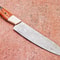 Handmade Damascus Steel Outdoor Knife Wooden Handle Leather Sheath 5