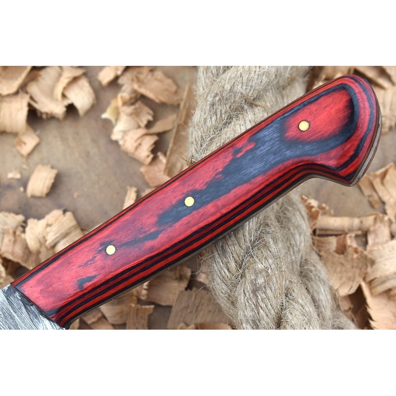 Custom Handmade Forged Damascus Steel Kitchen Chef Knife With Red Black Dollar Thappa Handle 1