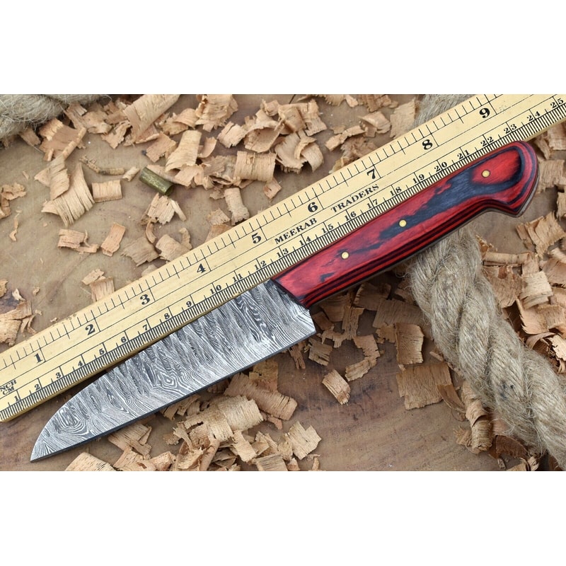 Custom Handmade Forged Damascus Steel Kitchen Chef Knife With Red Black Dollar Thappa Handle 3
