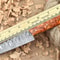 Custom Handmade Damascus Steel Kitchen Chef Knife With Orange Resin Thappa Handle 3