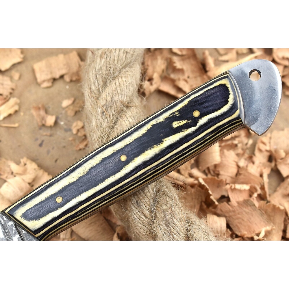 Custom Handmade Damascus Steel Kitchen Chef Knife With White Black Resin Thappa Handle 1