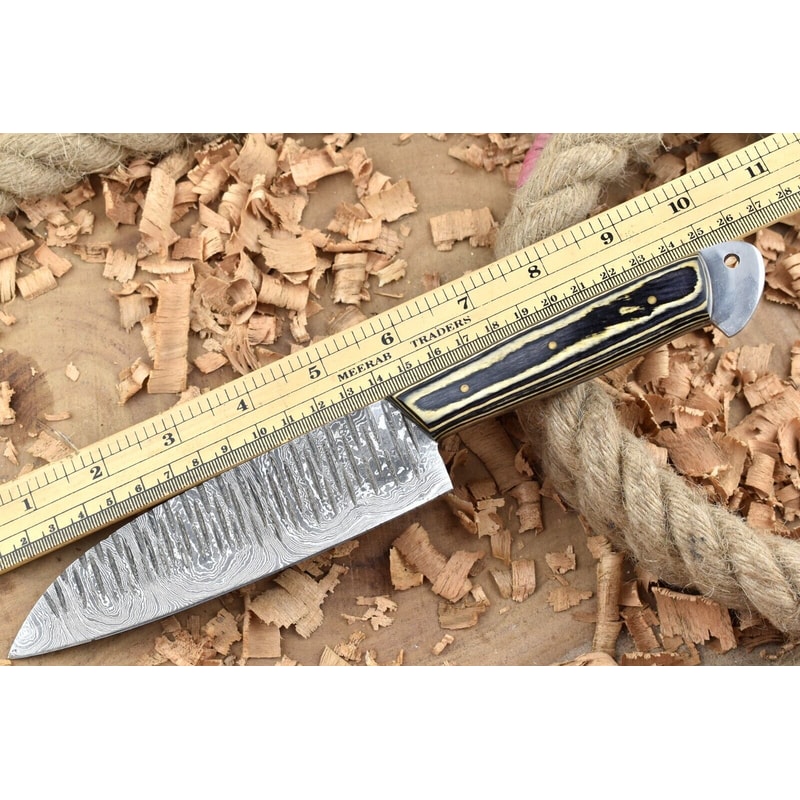 Custom Handmade Damascus Steel Kitchen Chef Knife With White Black Resin Thappa Handle 3