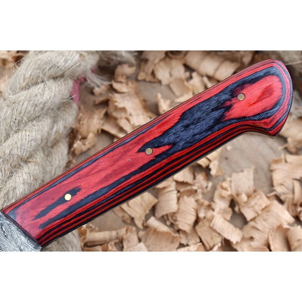 Custom Handmade Damascus Steel Kitchen Chef Knife With Red Black Resin Thappa Handle 1