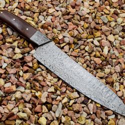 custom handmade damascus steel chef knife with exotic wood handle