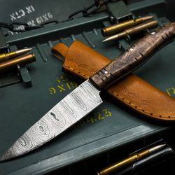 premium forged damascus kitchen knife with wooden grip