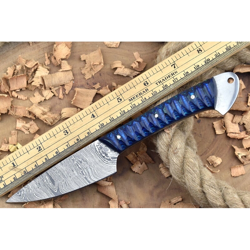 Handmade Damascus Steel Kitchen Chef Knife With Blue Black Resin Thappa Handle 3