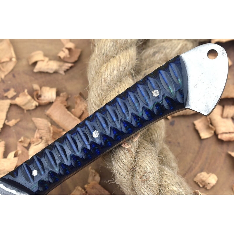 Custom Handmade Damascus Steel Kitchen Chef Knife With Blue Black Resin Thappa Handle 1