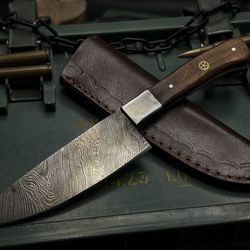 handmade damascus kitchen chef knife | natural wood craft handle