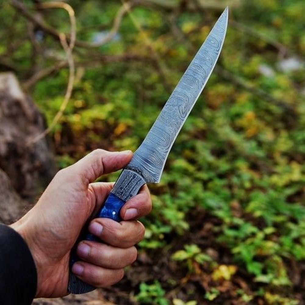 Full Tang Damascus Kitchen Knife Wood Handle Craftsmanship 2