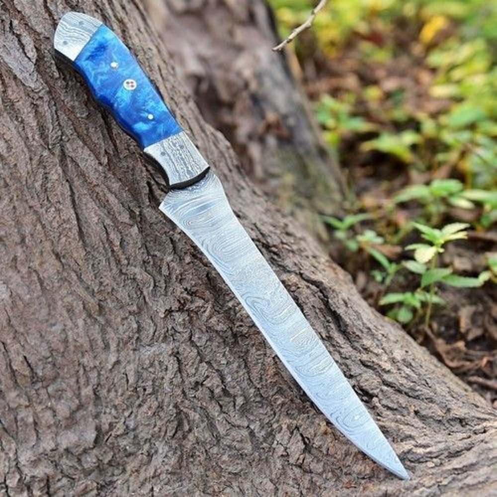 Full Tang Damascus Kitchen Knife Wood Handle Craftsmanship 3