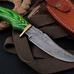 custom forged damascus blade knife | durable wooden handle
