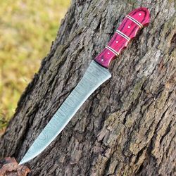 damascus chef knife for outdoor & kitchen use – wood handle