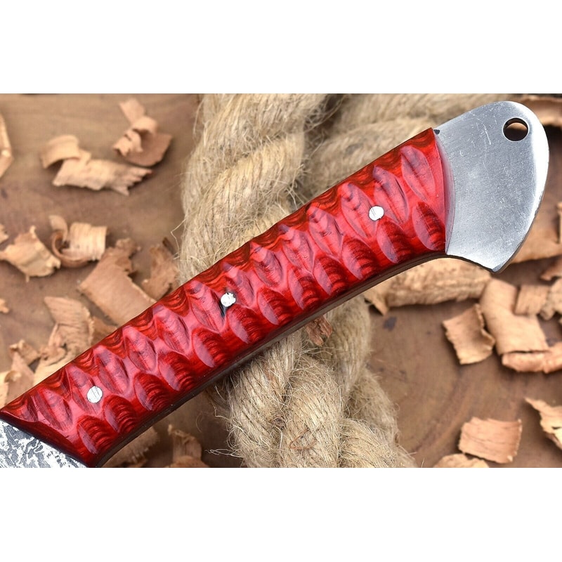 Custom Handmade Damascus Steel Kitchen Chef Knife With Red Resin Thappa Handle 2