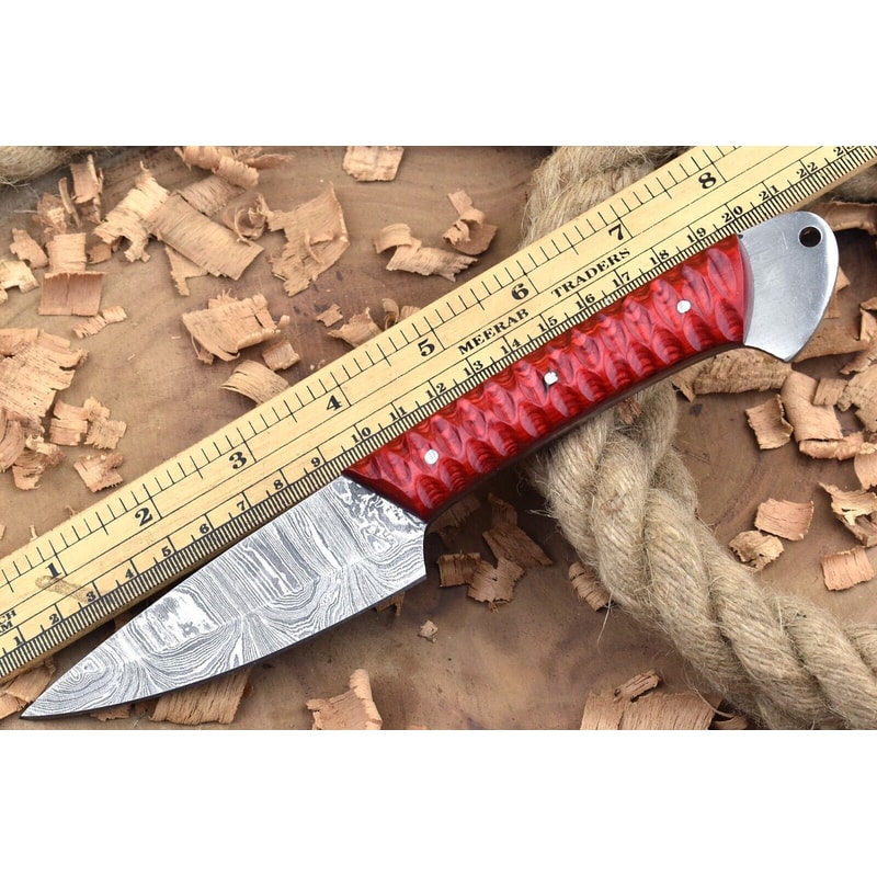 Custom Handmade Damascus Steel Kitchen Chef Knife With Red Resin Thappa Handle 4