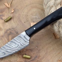 custom handmade damascus steel kitchen chef knife with black resin thappa handle