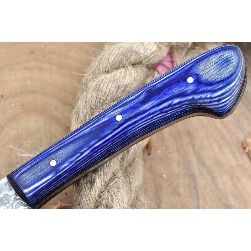 Custom Handmade Damascus Steel Kitchen Chef Knife With Blue Resin Thappa Handle 1
