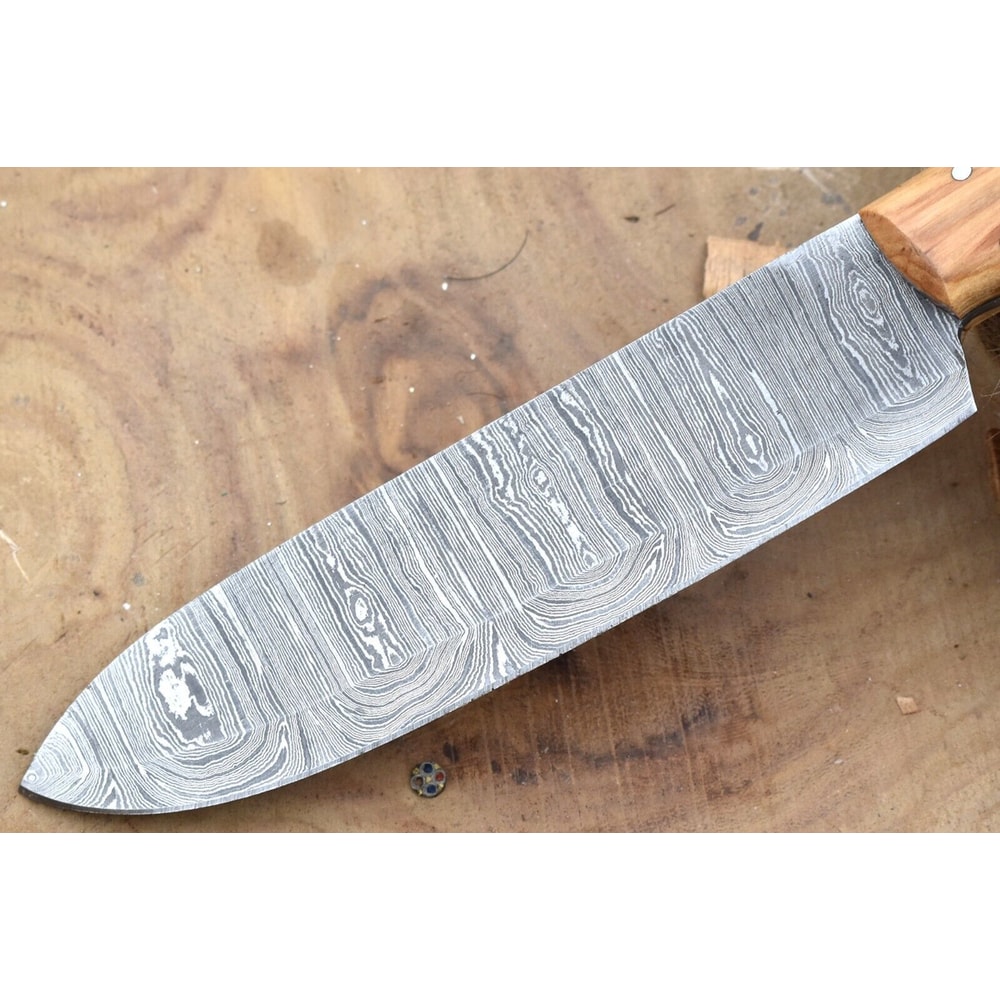 Handmade Damascus Steel Kitchen Chef Knife With Black Resin Thappa Handle 2