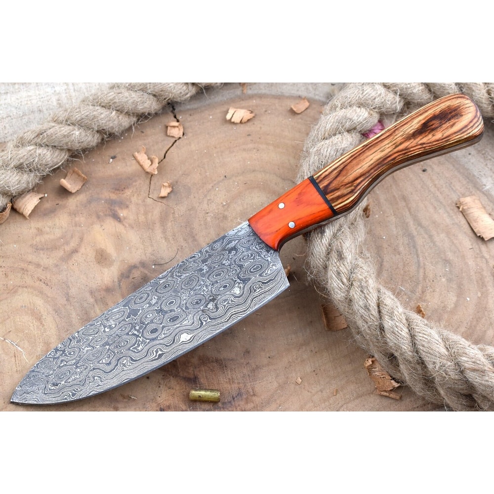 Handmade Damascus Steel Kitchen Chef Knife With Resin Thappa Handle 3