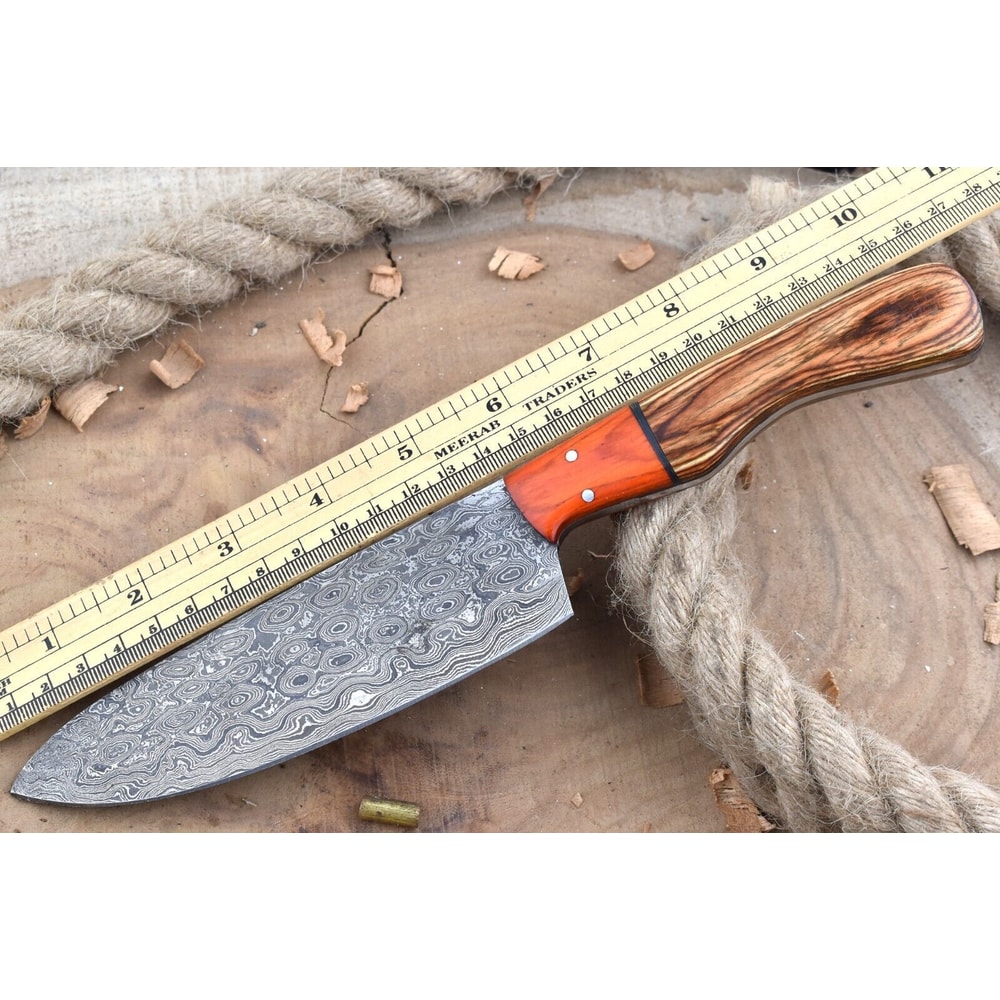 Handmade Damascus Steel Kitchen Chef Knife With Resin Thappa Handle 0